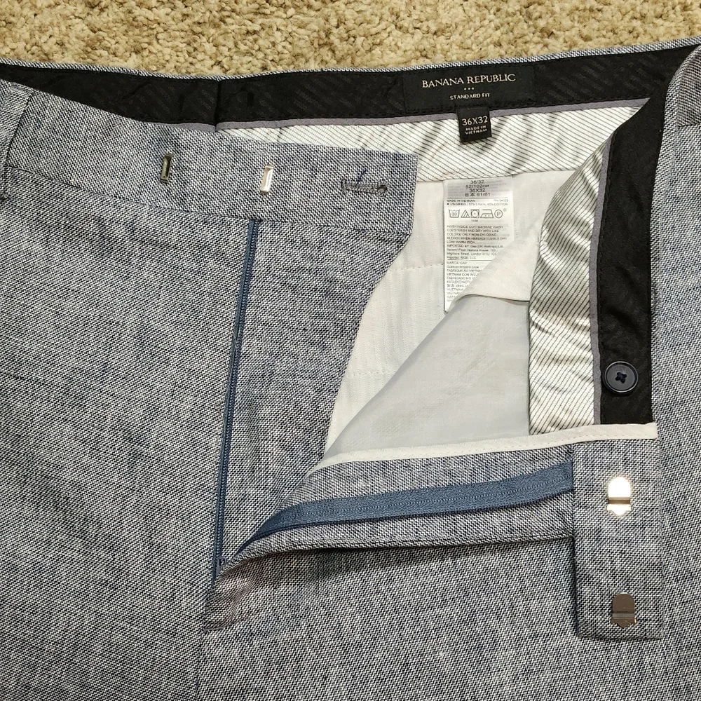 Banana Republic Standard Fit Linen Blend Trousers Size 36x32 Color Med Blue